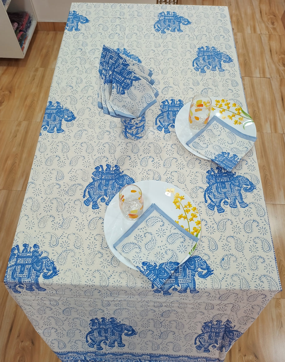 Handblock Print Cotton 6 Seater Rectangular Table Cover