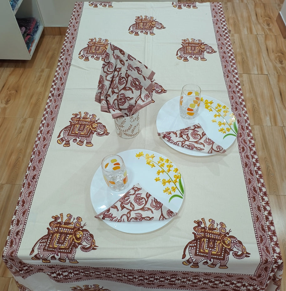 Handblock Print Cotton 6 Seater Rectangular Table Cover