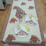 Handblock Print Cotton 6 Seater Rectangular Table Cover