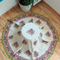 Handblock Print Cotton 8 Seater Round Table Cover