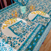 Handblock Print Cotton 6 Seater Rectangular Table Cover