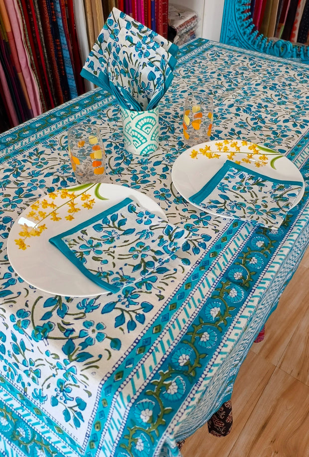 Handblock Print Cotton 6 Seater Rectangular Table Cover