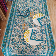 Handblock Print Cotton 6 Seater Rectangular Table Cover