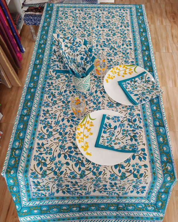 Handblock Print Cotton 6 Seater Rectangular Table Cover