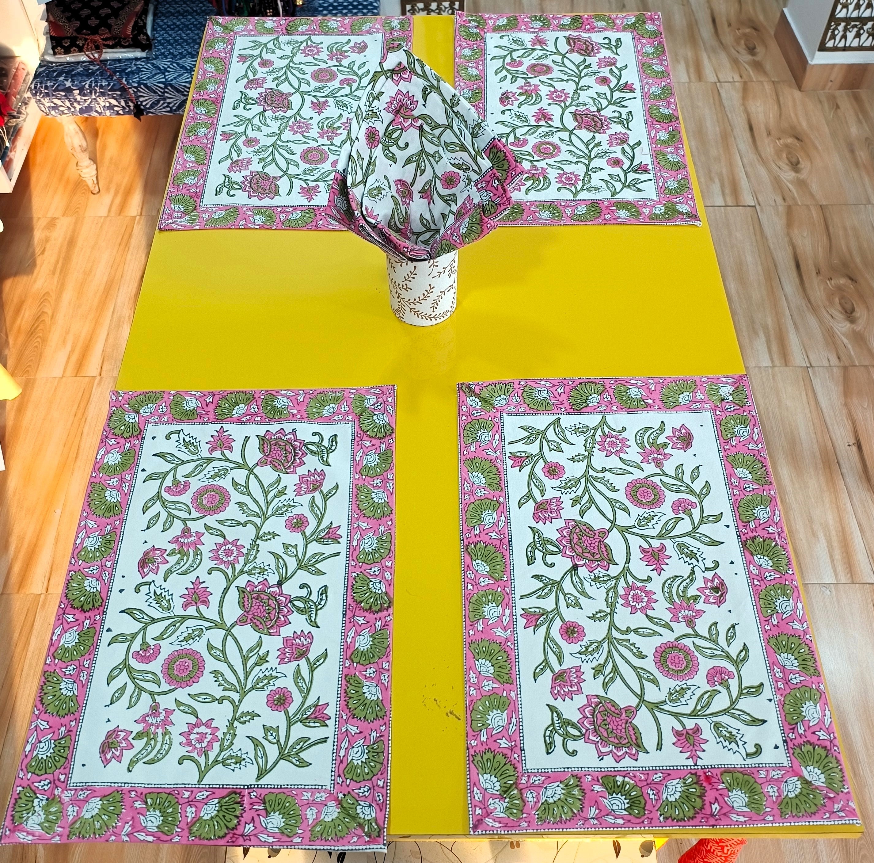 Handblock Print Dining Table Mat Set Of 6