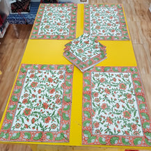 Handblock Print Dining Table Mat Set Of 6