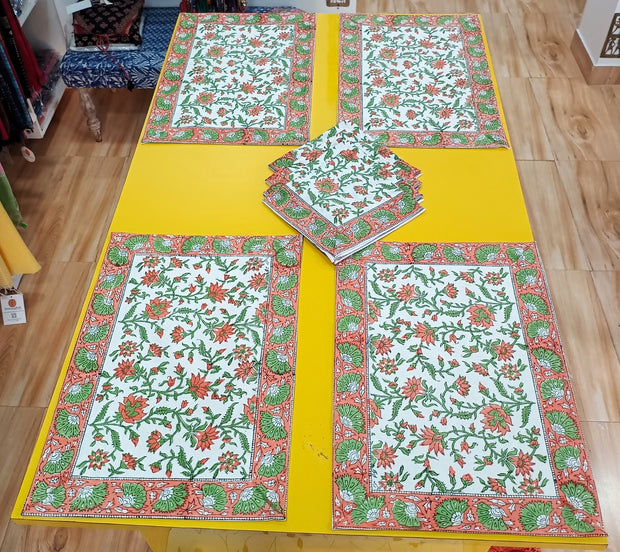 Handblock Print Dining Table Mat Set Of 6