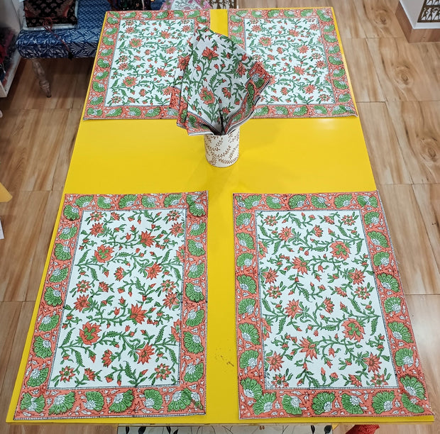 Handblock Print Dining Table Mat Set Of 6