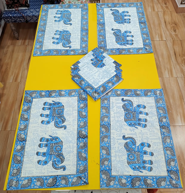 Handblock Print Dining Table Mat Set Of 6
