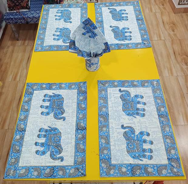 Handblock Print Dining Table Mat Set Of 6