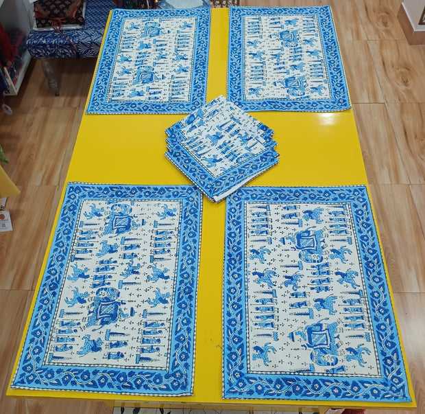 Handblock Print Dining Table Mat Set Of 6
