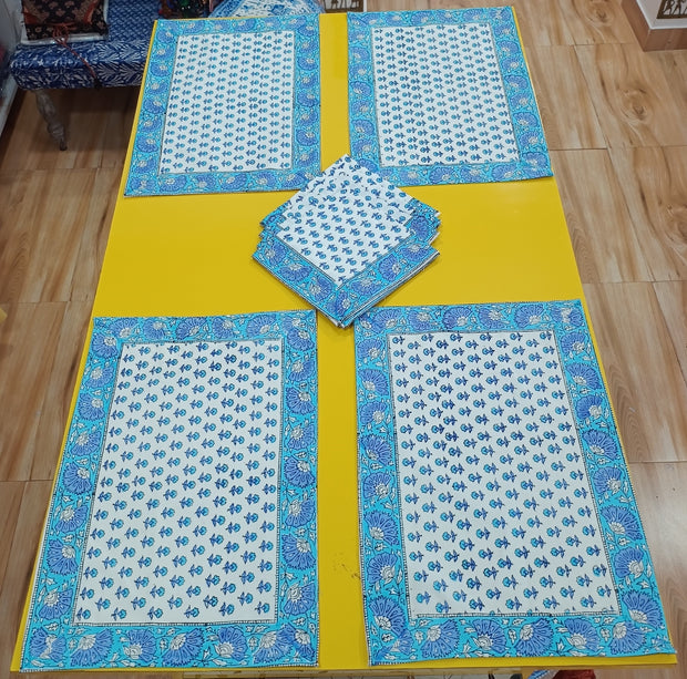 Handblock Print Dining Table Mat Set Of 6