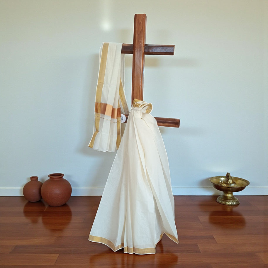 Malar Kasavu Handloom Cotton Saree