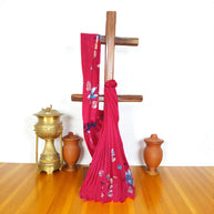 Red Handpainted Cotton Saree