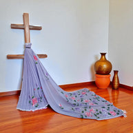 Purple Handpainted Cotton Saree