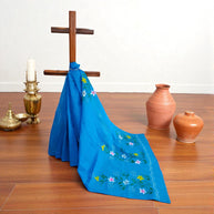 Blue Handpainted Kota Cotton Saree