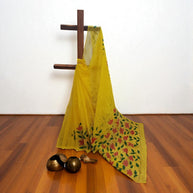 Yellow Handpainted Kota Cotton Saree