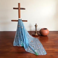 Grey Floral Kota Cotton Saree