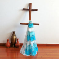 Sky Blue Floral Kota Cotton Saree