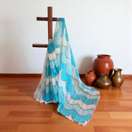 Sky Blue Floral Kota Cotton Saree