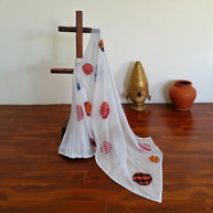 White Applique Kota Cotton Saree