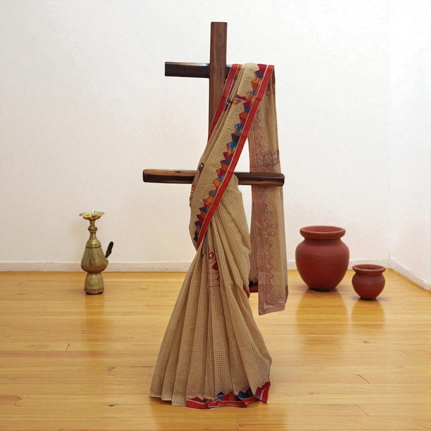 Light Brown Applique Kota Cotton Saree