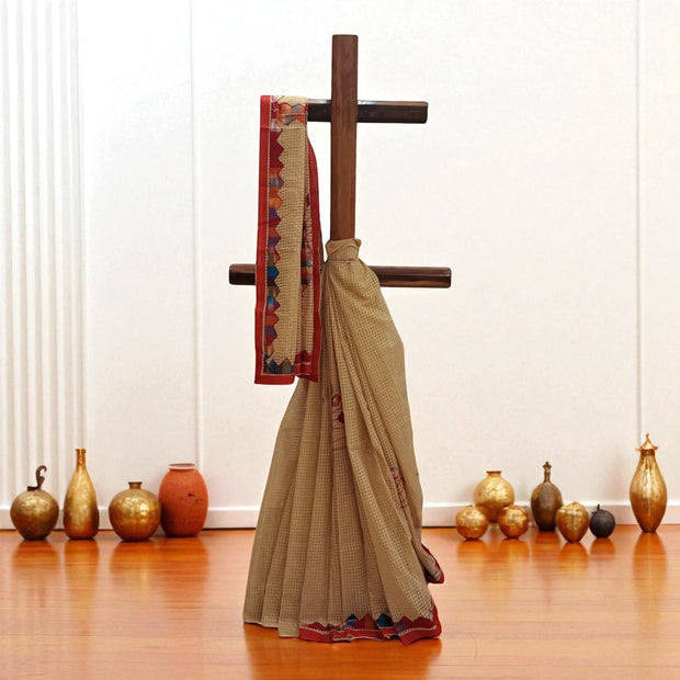 Light Brown Applique Kota Cotton Saree