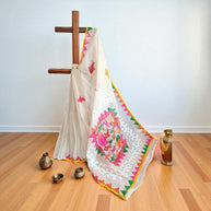 Cream Handpainted Cotton Saree