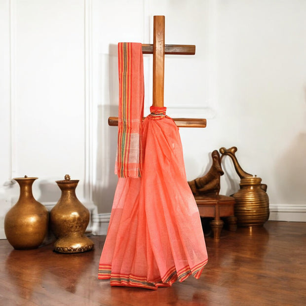 Red Stripe Cotton Saree