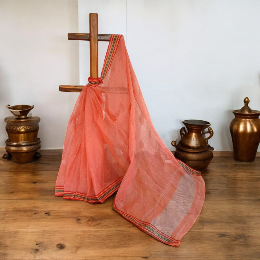 Red Stripe Cotton Saree
