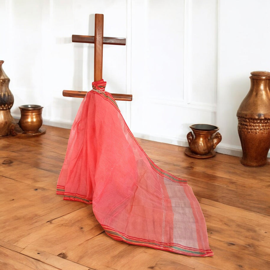 Red Stripe Cotton Saree