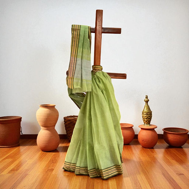 Green Stripe Cotton Saree