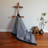 Grey Black Work Cotton Saree