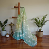 Ligth Green Hand Painted Silk Saree
