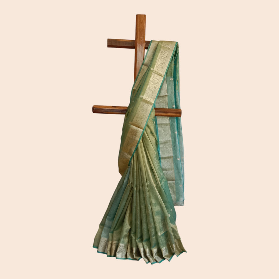 Green Zari Work Silk Georgette Saree