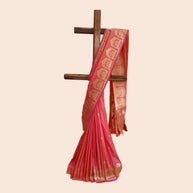 Peach Double Shade Zari Work Silk Saree