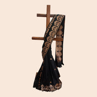 Black Golden Zari Work Silk Saree