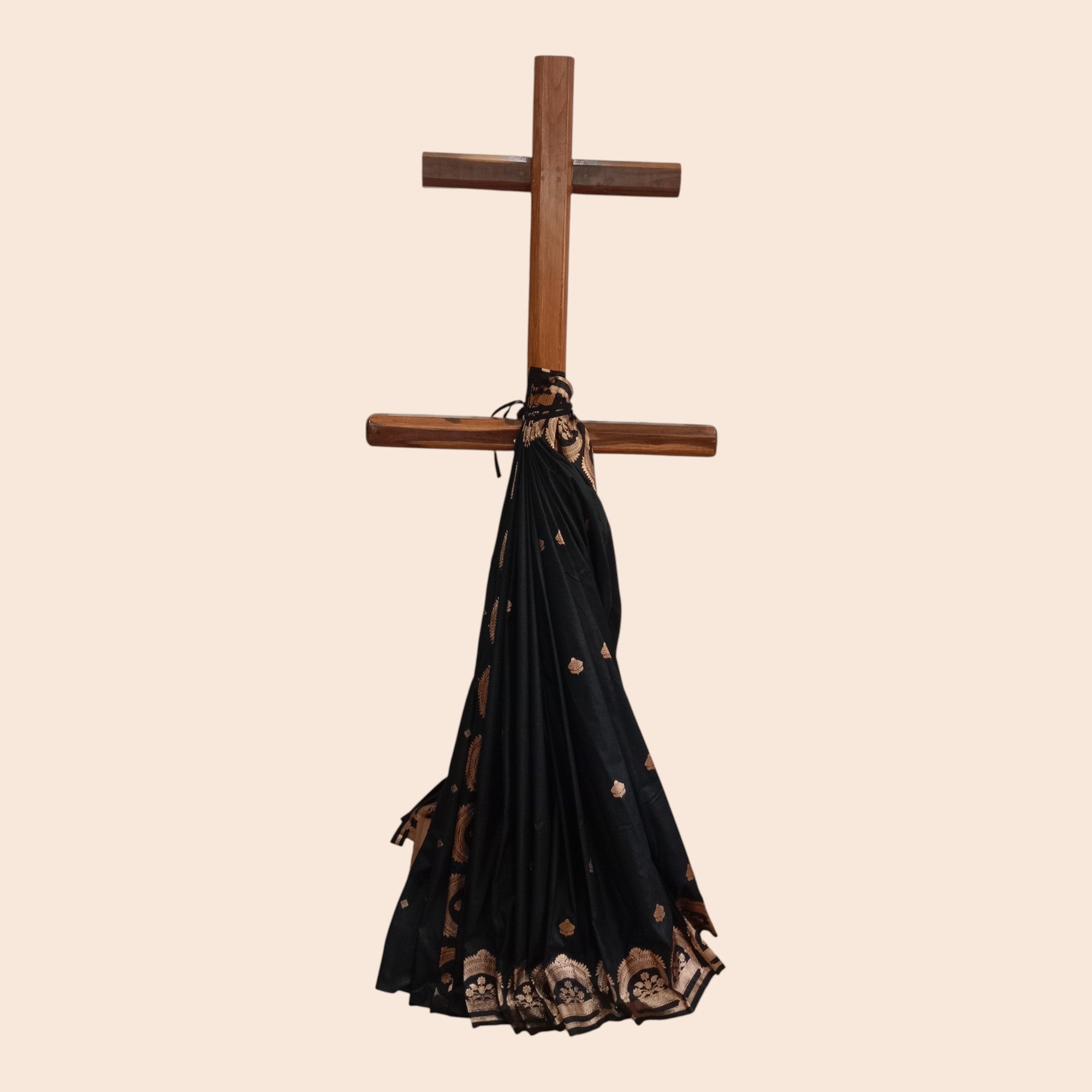 Black Golden Zari Work Silk Saree