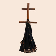 Black Golden Zari Work Silk Saree