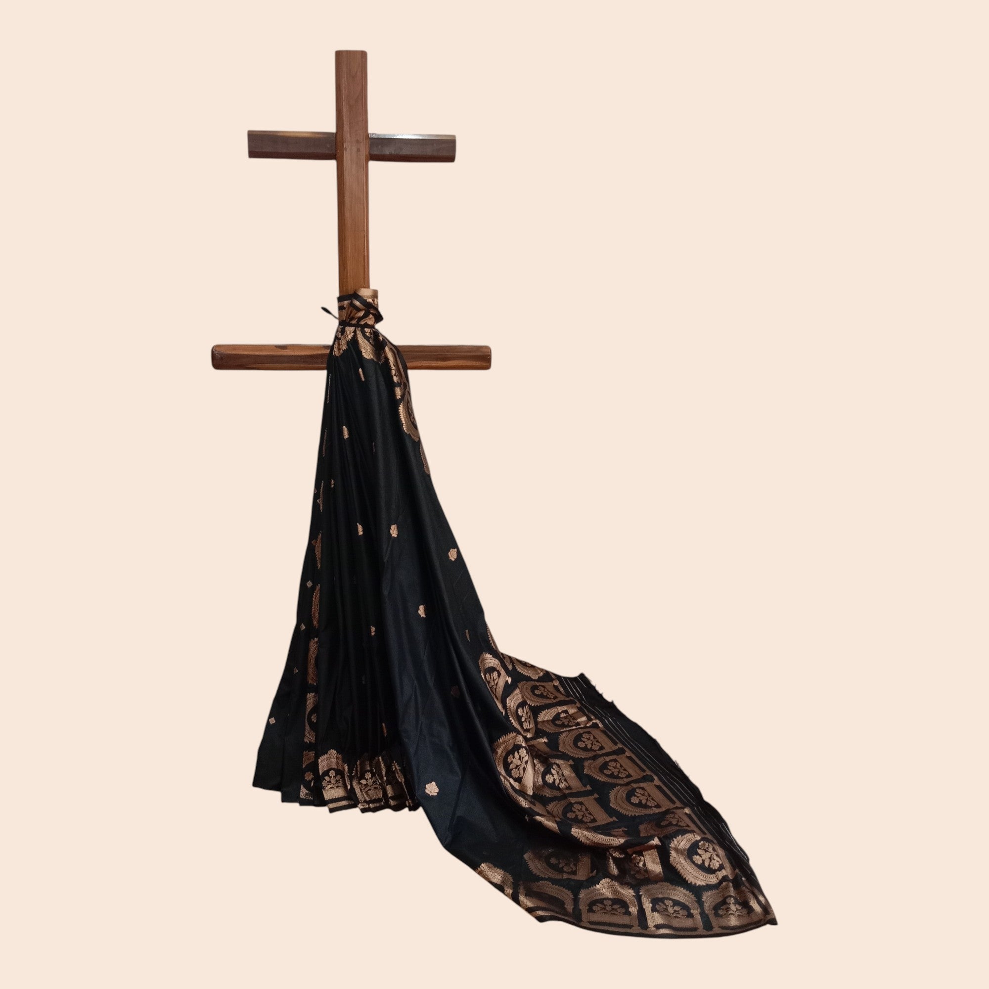 Black Golden Zari Work Silk Saree