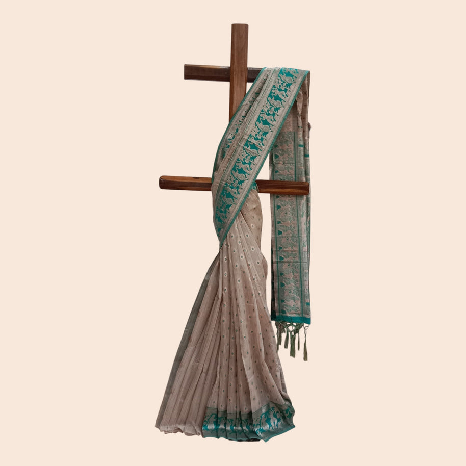 Green Golden Zari Work Silk Saree