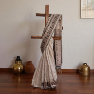 Golden Black Zari Work Silk Saree