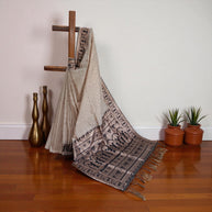 Golden Black Zari Work Silk Saree