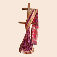 Purple Mustard Zari Work Silk Saree