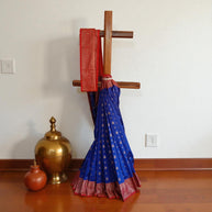 Blue Red Border Silk Saree