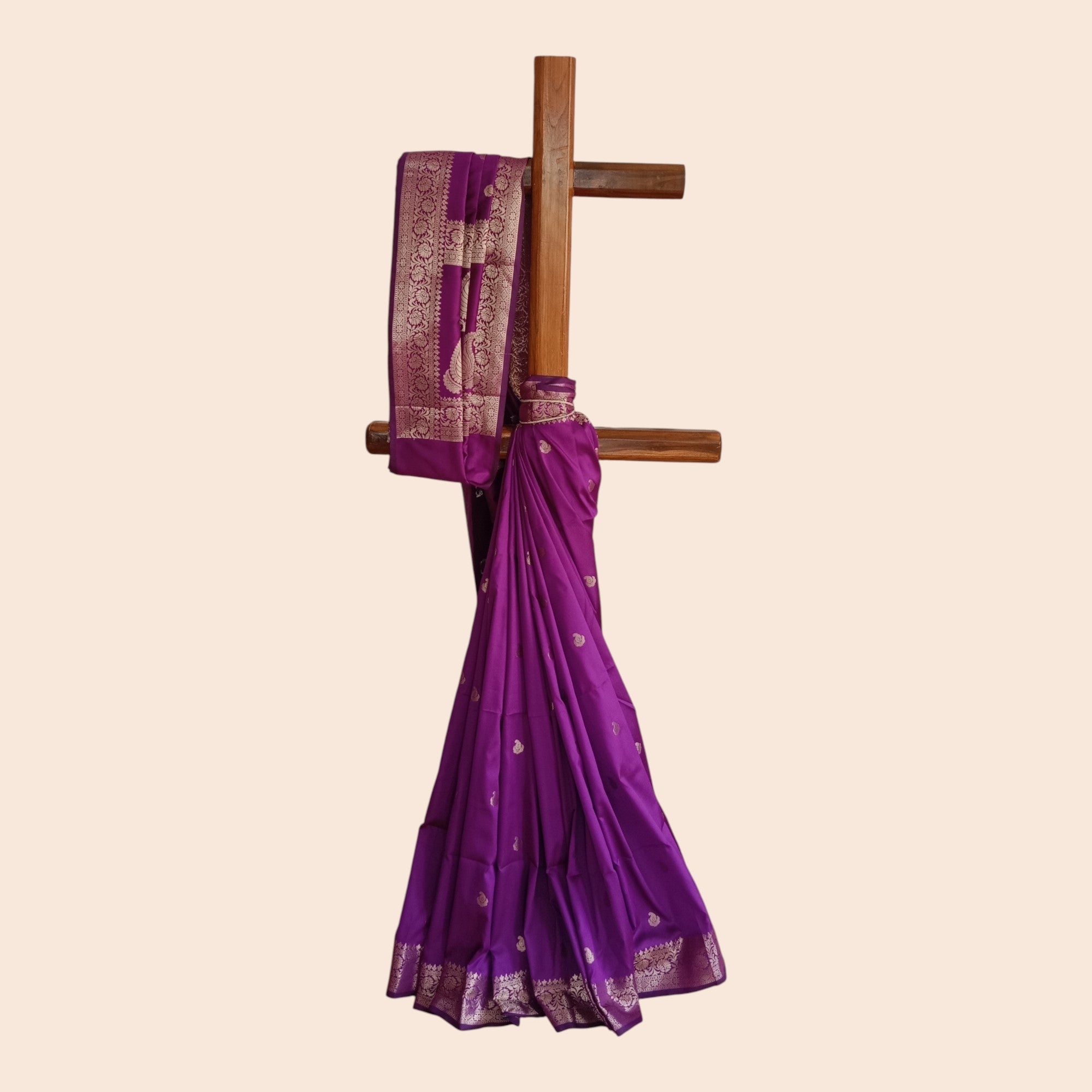 Purple Golden Jari Work Silk Saree