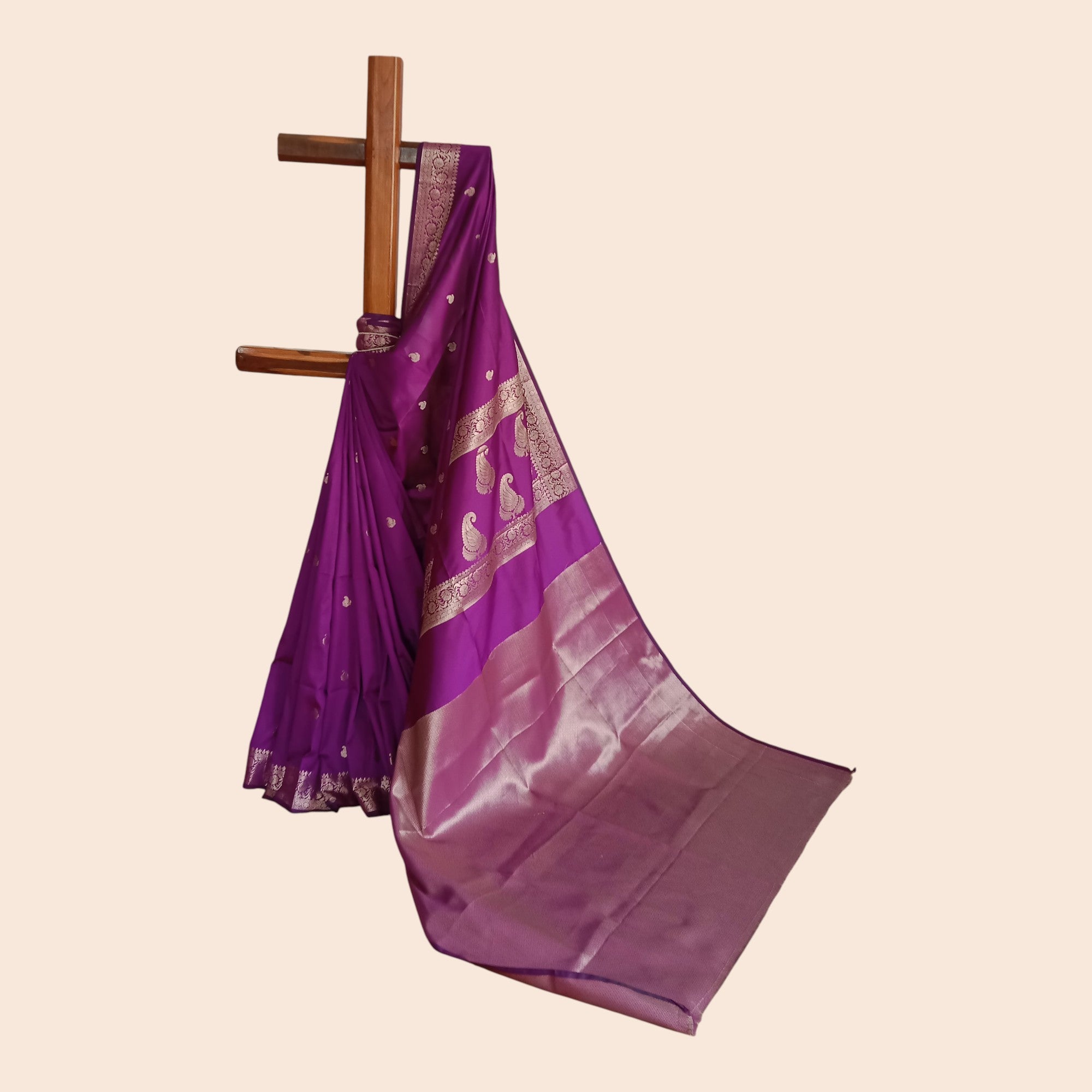 Purple Golden Jari Work Silk Saree