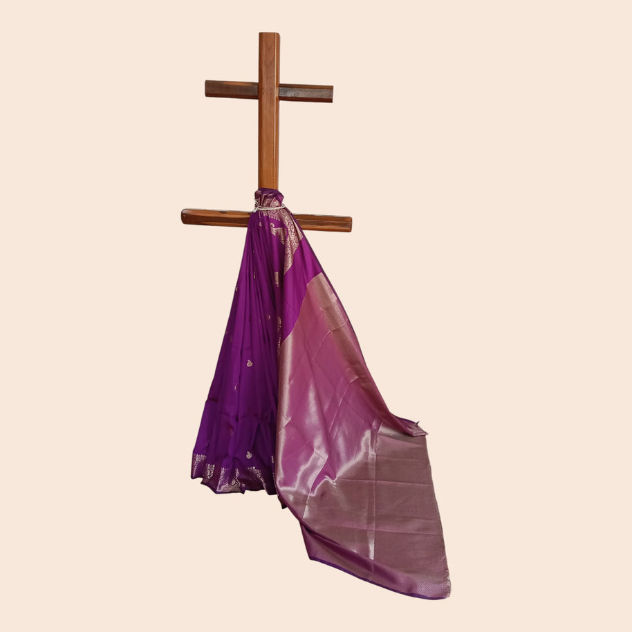 Purple Golden Jari Work Silk Saree