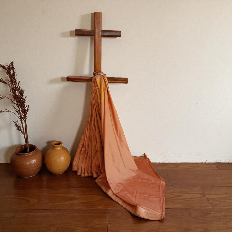 Dark Peach Buti Silk Saree