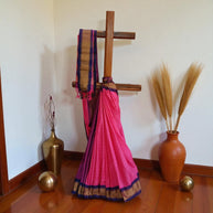 Pink Check Silk Saree